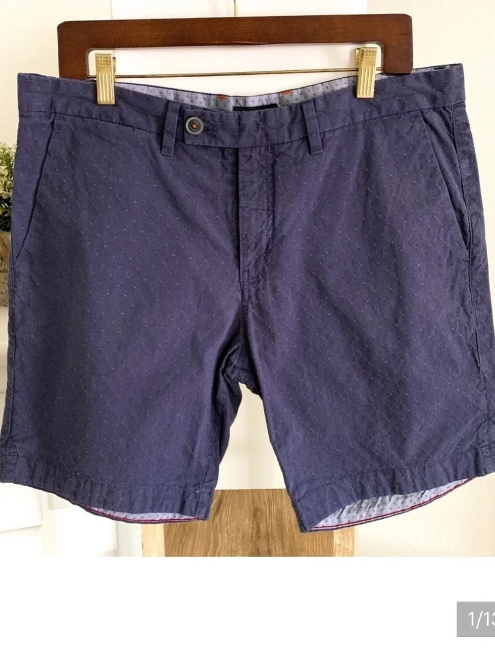 Ted Baker London Navy Blue Flat Front Shorts